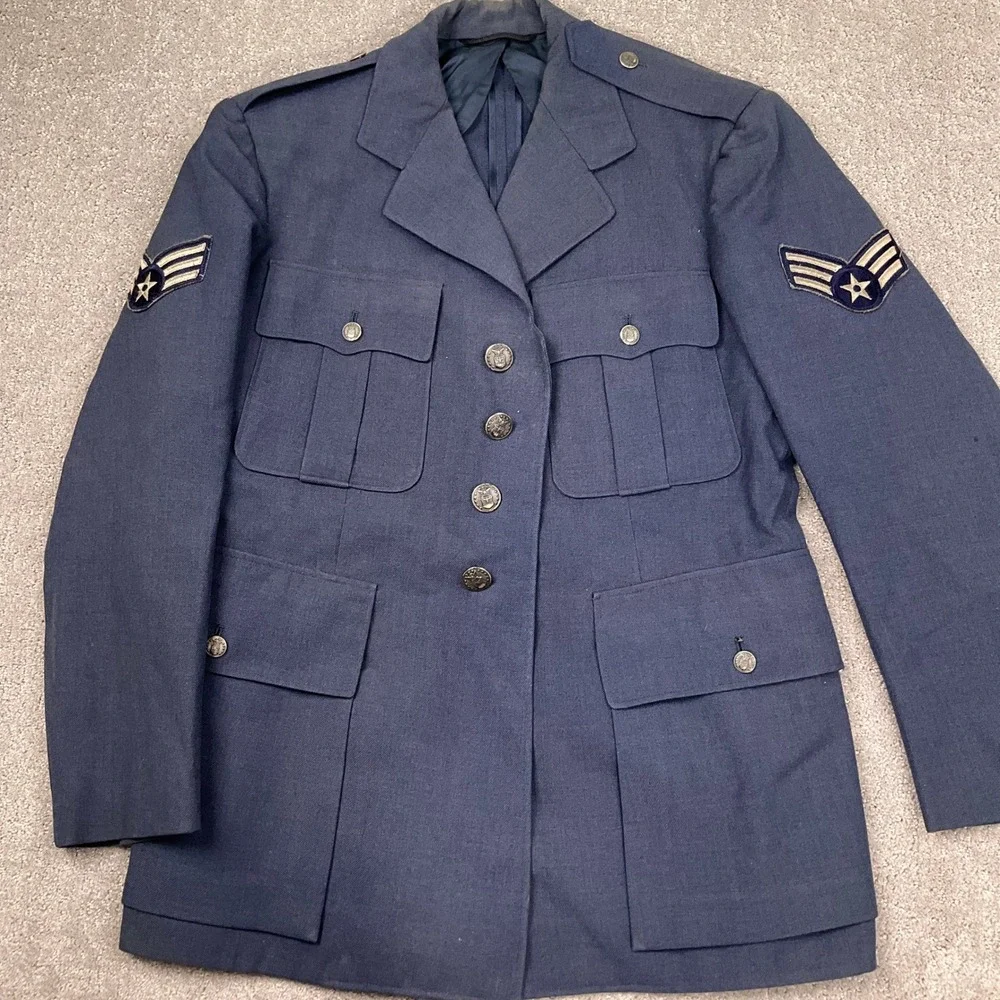 US Air Force 1950 Dress Uniform Mens 40S 30W 26L Blue Sergeant Rank 2Pc VTG